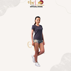 Áo Phông Nữ Cổ Tròn Màu THAN CHÌ 100% Cotton Cao Cấp, Công Nghệ Khử Mùi Ag+, An Toàn Cho Da - Gold Rhino