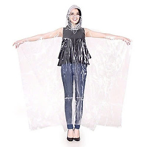 Áo Mưa Một Người Trong Suốt Có Nón Thời Trang, Nhựa EVA Sử Dụng Nhiều Lần MÀU VÀNG