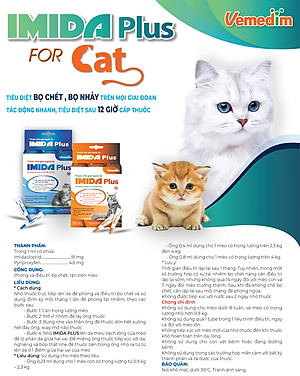 Hộp 3 ống Imida Plus nhỏ gáy diệt rận, bọ chét trên mèo (Vemedim )