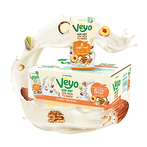 Thùng Veyo Sữa hạt lên men tự nhiên Vị Đào Tiên Nhật (30hộp x 180ml)