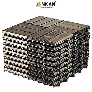 Vỉ Gỗ Lót Sàn Ban Công Thương Hiệu ANKAN Gu Màu Đen 12 Nan, Ván Lót Sàn Gỗ Tự Nhiên Dùng Để Lót Sân Vườn, Hồ Bơi, Phòng Spa, Siêu Bền, Chịu Nước Tốt, Chống Trơn Trượt, Tiêu Chuẩn Xuất Khẩu