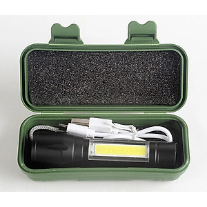 Đèn pin mini siêu sáng bỏ túi 2in1 có zoom xa gần kèm hộp đựng- Hàng chính hãng 