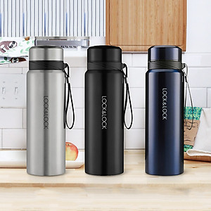 Bình Giữ Nhiệt 800ml Lock&Lock Vacuum Bottle LHC6180 - Hàng Chính Hãng, Bằng Thép Không Gỉ, Có Lưới Lọc Trà Bằng Inox, Mức Giữ Nhiệt Vượt Trội Tặng Kèm Ống Hút Inox