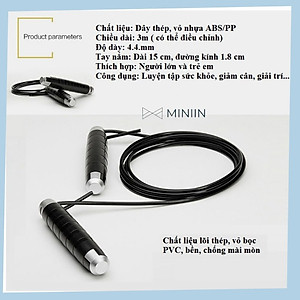 Dây Nhảy Tập Thể Dục Thể Thao Tập Gym Lõi Cáp Bọc Cao Su Cao Cấp 2,7m Có Thể Điều Chỉnh Độ Dài Theo Chiều Cao- Hàng Loại 1 Chính Hãng MINIIN