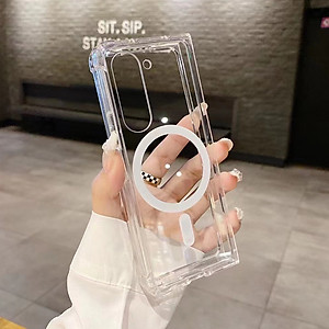 Ốp Lưng Trong Suốt Hỗ Trợ Sạc Từ Tính Dành Cho Samsung Galaxy Z Fold 5 / Z Flip 5, Chống Ố Vàng - Hàng Nhập Khẩu