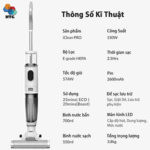 Máy hút bụi lau nhà airbot iClean Pro tích hợp tự động giặt Dẻ, 3 công việc trong 1, hút và lau chuyên sâu, hàng chính hãng