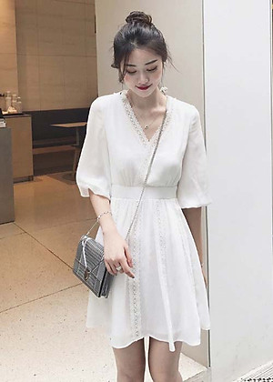 Đầm Hoa Văn Cổ Sen - Đầm xòe phong cách Hàn Quốc mang đến cho bạn