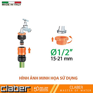 Đầu nối vòi nước ren 21-27mm Claber 8591, ngõ ra là đầu nối nhanh