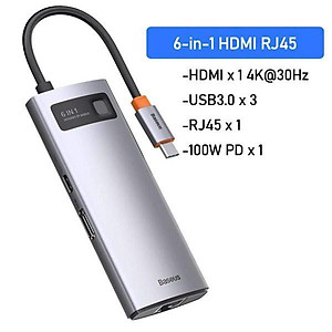 Hub Baseus Metal Gleam Series Multifunctional Type-C HUB Docking Station -Hàng Chính Hãng
