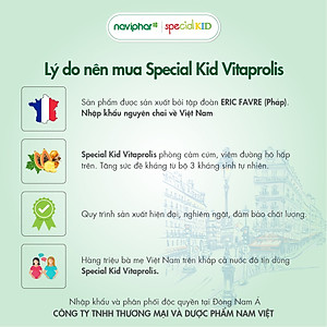 TPBVSK Special Kid Vitaprolis - Hỗ trợ giảm nguy cơ viêm đường hô hấp trên, hỗ trợ tăng cường sức đề kháng (125ml)[Siro - Nhập khẩu Pháp]