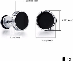 Bông Tai Nam Hình Tròn Màu Đen Chất Liệu Thép Titan Không Đen Không Dị Ứng TT 0689 - 1 cặp