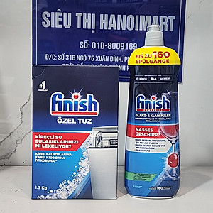 Combo Muối rửa bát finish 1.5kg + Nước làm bóng finish 800ml dùng cho Máy rửa bát chén