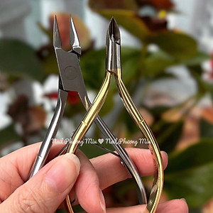 Combo Kìm Lấy Khóe Mũi Dài Nhọn 1.5cm + Kềm Nhặt cắt Da Bán Nguyệt Mạ Vàng - Dụng Cụ Chăm Sóc Nail Chuyên Nghiệp Chà Gót Chân