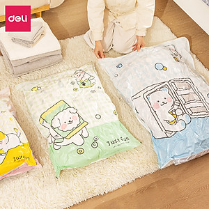 [KHÔNG CẦN DÙNG BƠM] Túi Hút Chân Không Đựng Quần Áo Chăn Ga Gối , Thú Bông Deli - Loại Dày Cao Cấp Bọc Để Chăn Màn 2 Lớp Khóa Zip Chống Rò Rỉ Hơi Bảo Vệ Quần Áo, Chăn Ga Khỏi Ẩm, Nấm Mốc, Chống Nước Tuyệt Đối