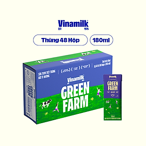 Thùng 48 Hộp Sữa Tươi Tiệt Trùng Vinamilk Green Farm Rất ít đường - Lốc 4 Hộp 180ml