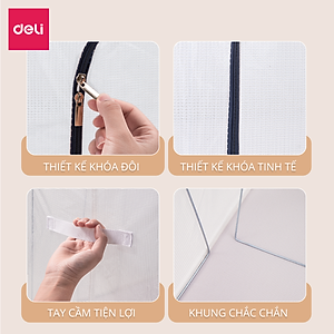 Túi Vải Đựng Quần Áo, Chăn Ga Gối Màn Gấu Bông, Sách Vở Khéo Khoá Deli - Hộp Vải Đựng Đồ Đa Năng Khung Thép Chịu Lực Cao Cấp - Nhiều Size Kích Cỡ Lớn Nhỏ