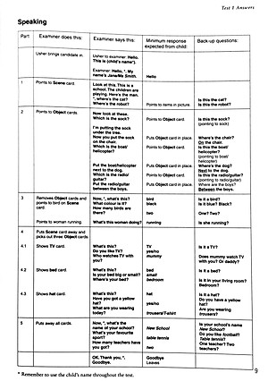 Cambridge Young Learners English Tests Second edition Starters 3 Answer Booklet