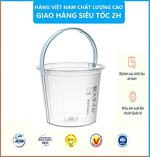 Xô trong 10L Hokori 5228, Xô đựng nước trong suốt, Xô đựng đá có quai xách trong suốt dày dặn Việt Nhật - Hàng Việt Nam