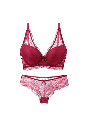 Bộ đồ lót đệm nâng ngực  quần tam giác xuyên thấu