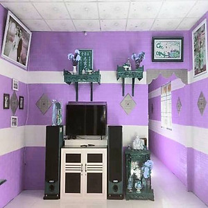 Bộ 5 Tấm Xốp Dán Tường 3D Giả Gạch Tím Nhạt 70cmx77cm