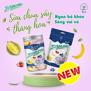 Sữa chua sấy thăng hoa I.Yaua túi 25g mix 05 vị (việt quất, sầu riêng, chuối, dâu và truyền thống)