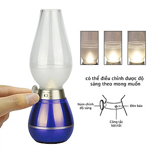 Đèn Dầu Cảm Ứng Điện Tử LED Thổi Bật/Tắt, Sử Dụng Pin Sạc (Giao màu ngẫu nhiên)