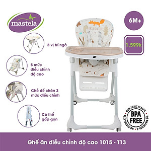 Ghế đa năng Mastela 1015 ngả, nâng hạ độ cao, có bánh xe / TẶNG BÁT THÌA ĂN DẶM UPASS CHÍNH HÃNG