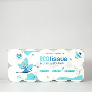 Giấy vệ sinh giấy cuộn cao cấp Ecotissue 3 lớp lốc 10 cuộn có lõi/không lõi cao cấp mềm dai tự nhiên