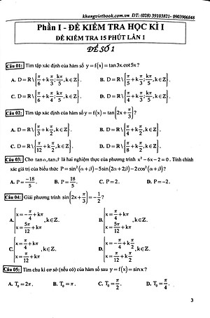 Sách 100 Đề Kiểm Tra Định Kì Trắc Nghiệm Toán Lớp 11