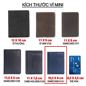 Ví namecard da bò V131, ví đựng thẻ card holder da thật nhỏ gọn, thương hiệu Bụi leather chuyên đồ da thật