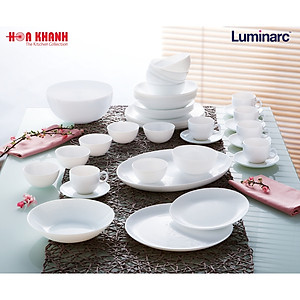 Đĩa Thủy Tinh Luminarc Diwali Trắng 27cm đựng thức ăn, cường lực, chịu nhiệt - Bộ 3 đĩa - N3604