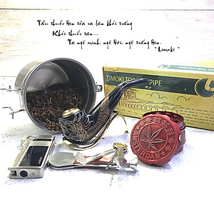 Tẩu Thuốc Limoki Chạm Rồng Á Đông Đen Cao Cấp – Mã TTLCC-06