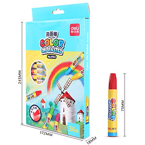Bút sáp dầu học sinh Deli - 12 màu/18 màu/24 màu/36 màu - 1 hộp - 6961/6962/6963/6964
