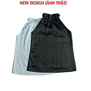 Áo kiểu nữ, Áo sát nách cổ yếm sang chảnh chất Lụa latin cao cấp thoáng mát New Design AO0012