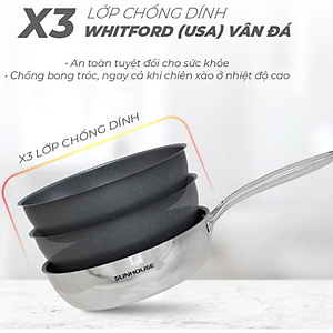 Chảo Inox Nguyên Khối Sunhouse Desire DEM - Dùng cho mọi loại bếp - Hàng chính hãng