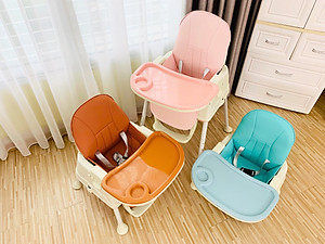 Ghế ăn dặm Đa năng cho Bé với 07 tính năng- 03 chế độ mang lại sự khác biệt, CÓ ĐỆM VÀ BÁNH XE- Màu Xanh dương