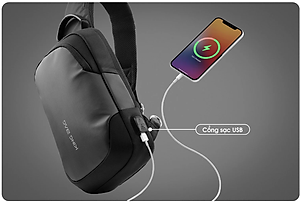 Túi Đeo Chéo 11 Inch có cổng sạc USB, vải trượt nước, nhiều ngăn phụ tiện ích KINGBAG JULIUS I - Hàng Chính Hãng