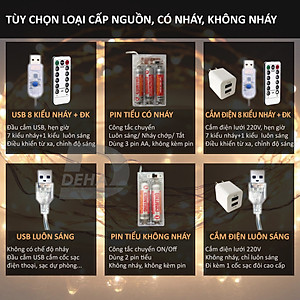 Dây đèn led đom đóm trang trí decor phòng, du lịch cắm trại, fairy light cao cấp (tùy chọn loại nguồn cấp, chiều dài dây và màu sắc)