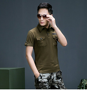 Áo Thun Nam Kiểu Dáng Polo Cổ Bẻ US ARMY Tay Lỡ, Vải Cotton Phong Cách Trẻ Trung, Chuẩn Form
