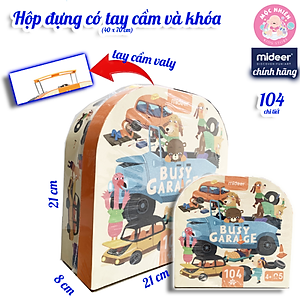 Bộ xếp hình valy Mideer 104 mảnh ghép dành cho bé từ 4 tuổi (Puzzle) - Chủ đề Garage xe ô tô