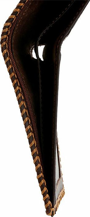 Ví nam da bò Huy Hoàng đan viền màu nâu HT2136