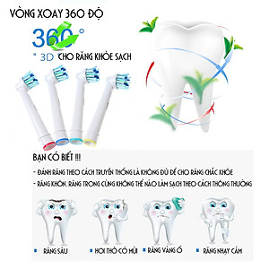 Cho máy Oral B Braun Cross Action EB50A, Bộ 4 đầu bàn chải đánh răng điện đánh tan mảng bám Minh House