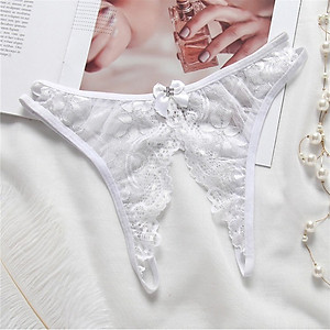 Quần lót nữ ren đính nơ xuyên thấu - trắng