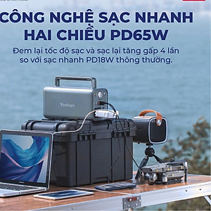 Trạm sạc dự phòng Yoobao EN300WLPD đầu ra 220V có thể nấu cơm, quạt, dung lượng 72000mAh cổng điện 220V/300W có đèn Pin - Hàng chính hãng
