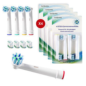 Cho máy Oral B Braun Cross Action EB50A, Bộ 4 đầu bàn chải đánh răng điện đánh tan mảng bám Minh House
