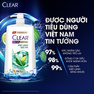 Dầu gội đầu Clear Mát Lạnh Bạc Hà sạch gàu ngứa và vi khuẩn suốt 48 Giờ 1.4kg