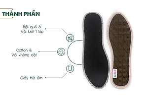 Lót giày lưới 1 lớp Hương Quế CI-05 làm từ vải lưới 1 lớp - vải cotton - bột quế giúp êm chân - ấm chân - phòng cảm cúm và cải thiên sức khỏe