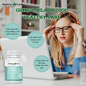 Viên uống bổ não Ginkgo Biloba Healthy Care Úc 2000 (MẪU MỚI 2020) lọ 100 viên
