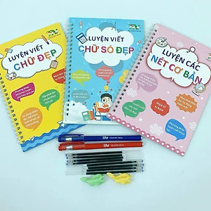 Bộ 3 sách luyện các nét cơ bản, viết chữ số đẹp 