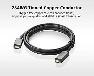Ugreen UG10238DP101TK 1M Màu Đen Cáp chuyển đổi Displayport sang HDMI thuần đồng - HÀNG CHÍNH HÃNG